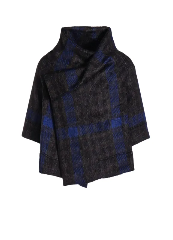 PLAID GAUZE WJQ 3/4 SLEEVE RAG CARDIGAN sold by Yohji Yamamoto