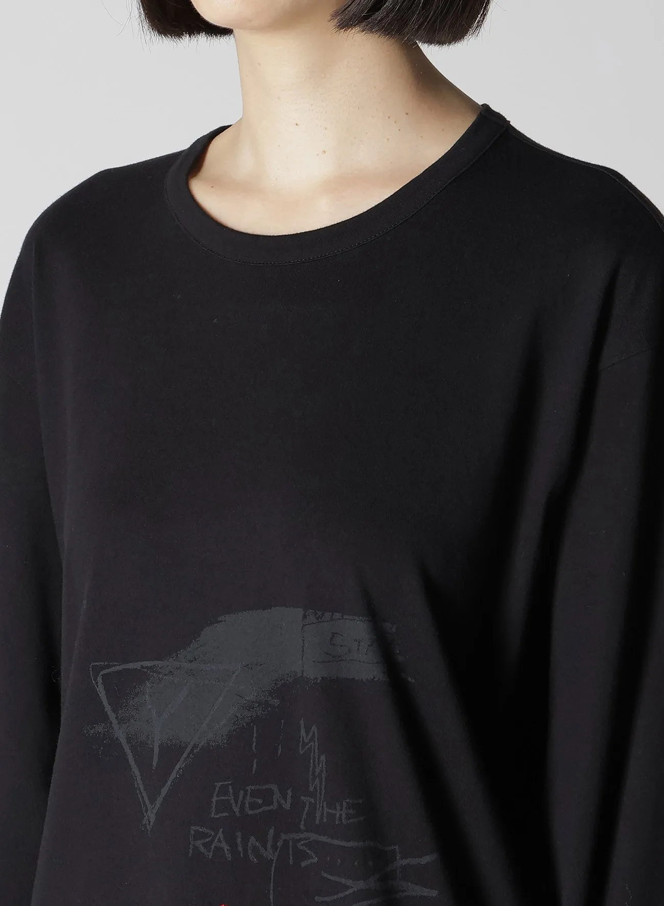 CHALK PRINT & STITCH ROUND NECK LONG SLEEVE T sold by Yohji Yamamoto product image thumbnail 5