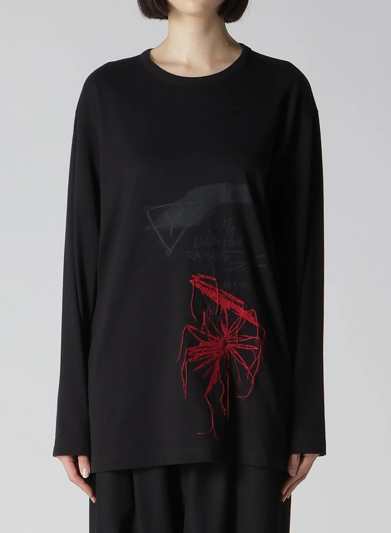 CHALK PRINT & STITCH ROUND NECK LONG SLEEVE T sold by Yohji Yamamoto product image thumbnail 4
