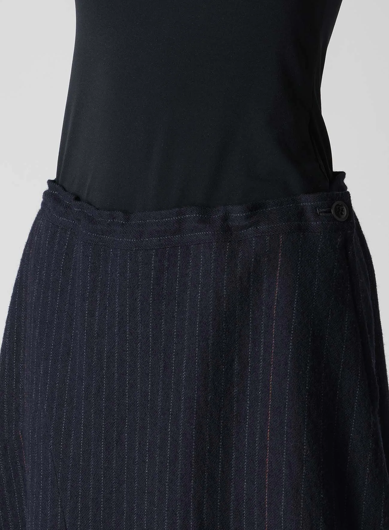 WOOL PINSTRIPE ASYMMETRIC FLARE SKIRT sold by Yohji Yamamoto product image thumbnail 5