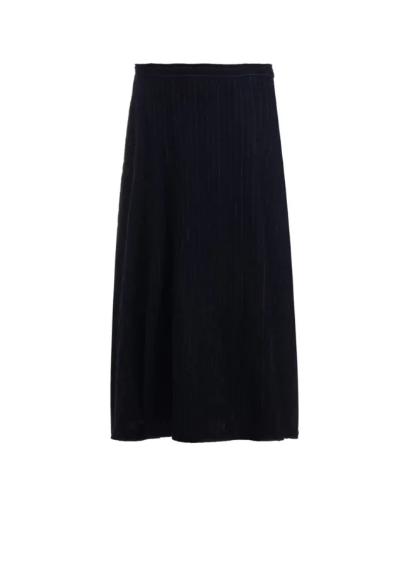 WOOL PINSTRIPE ASYMMETRIC FLARE SKIRT sold by Yohji Yamamoto