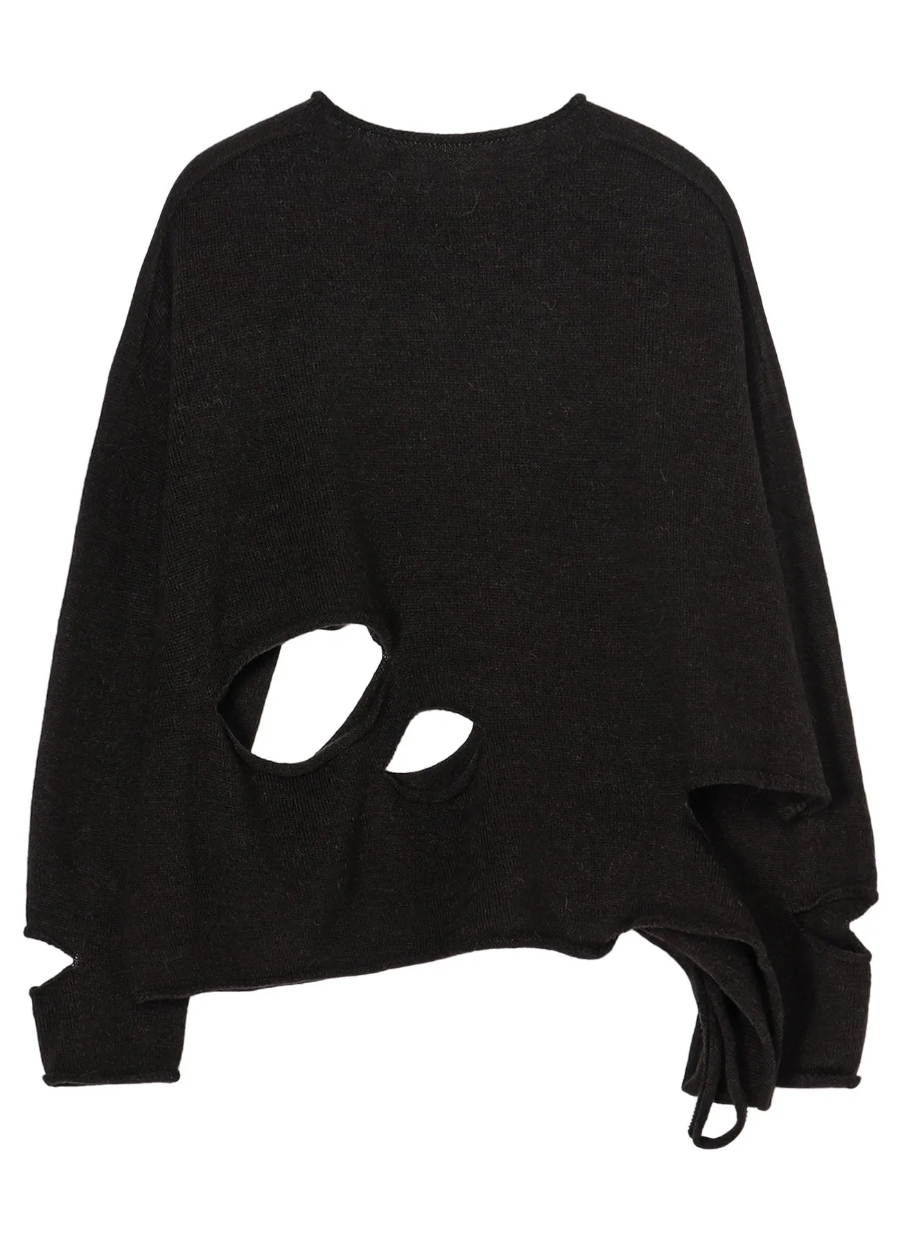 WOOL BLEND JERSEY ROUND NECK HOLED PULLOVER sold by Yohji Yamamoto product image thumbnail 3
