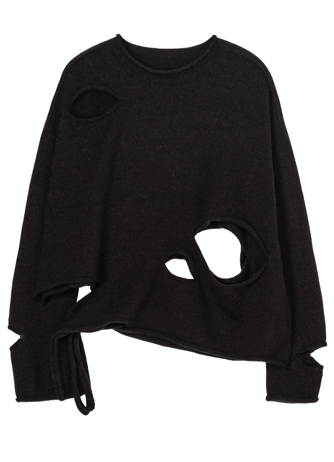 WOOL BLEND JERSEY ROUND NECK HOLED PULLOVER sold by Yohji Yamamoto product image thumbnail 2
