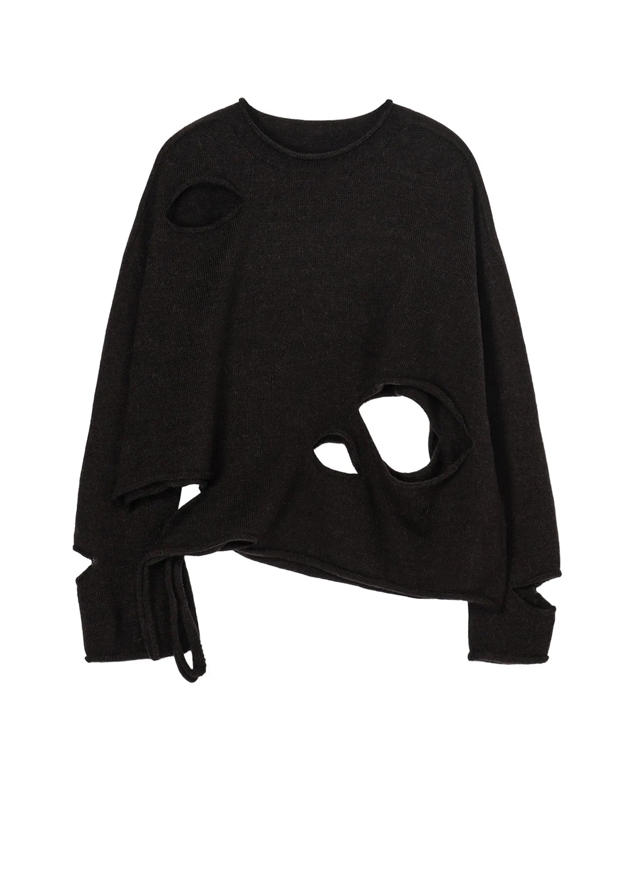 WOOL BLEND JERSEY ROUND NECK HOLED PULLOVER sold by Yohji Yamamoto