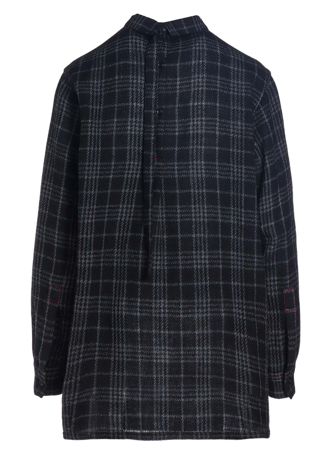 W/ CHECK RED STITCH BACK TUCKED OPEN TAB BLOUSE sold by Yohji Yamamoto product image thumbnail 3
