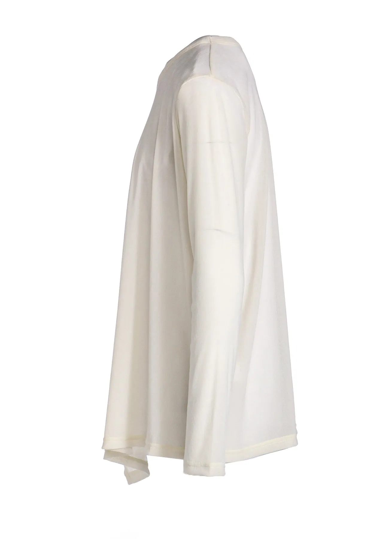 NYLON TULLE FLOCKING ROUND NECK FLARE LONG SLEEVE T sold by Yohji Yamamoto product image thumbnail 3