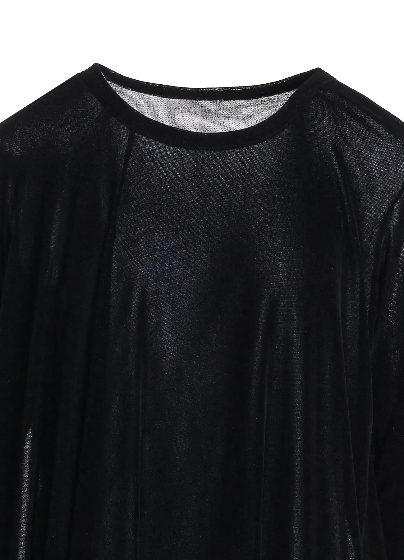 NYLON TULLE FLOCKING ROUND NECK FLARE LONG SLEEVE T sold by Yohji Yamamoto product image thumbnail 5