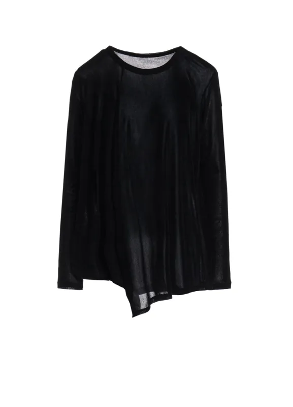 NYLON TULLE FLOCKING ROUND NECK FLARE LONG SLEEVE T sold by Yohji Yamamoto