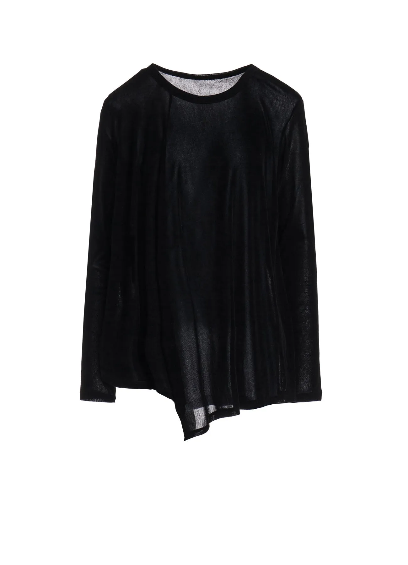 NYLON TULLE FLOCKING ROUND NECK FLARE LONG SLEEVE T sold by Yohji Yamamoto