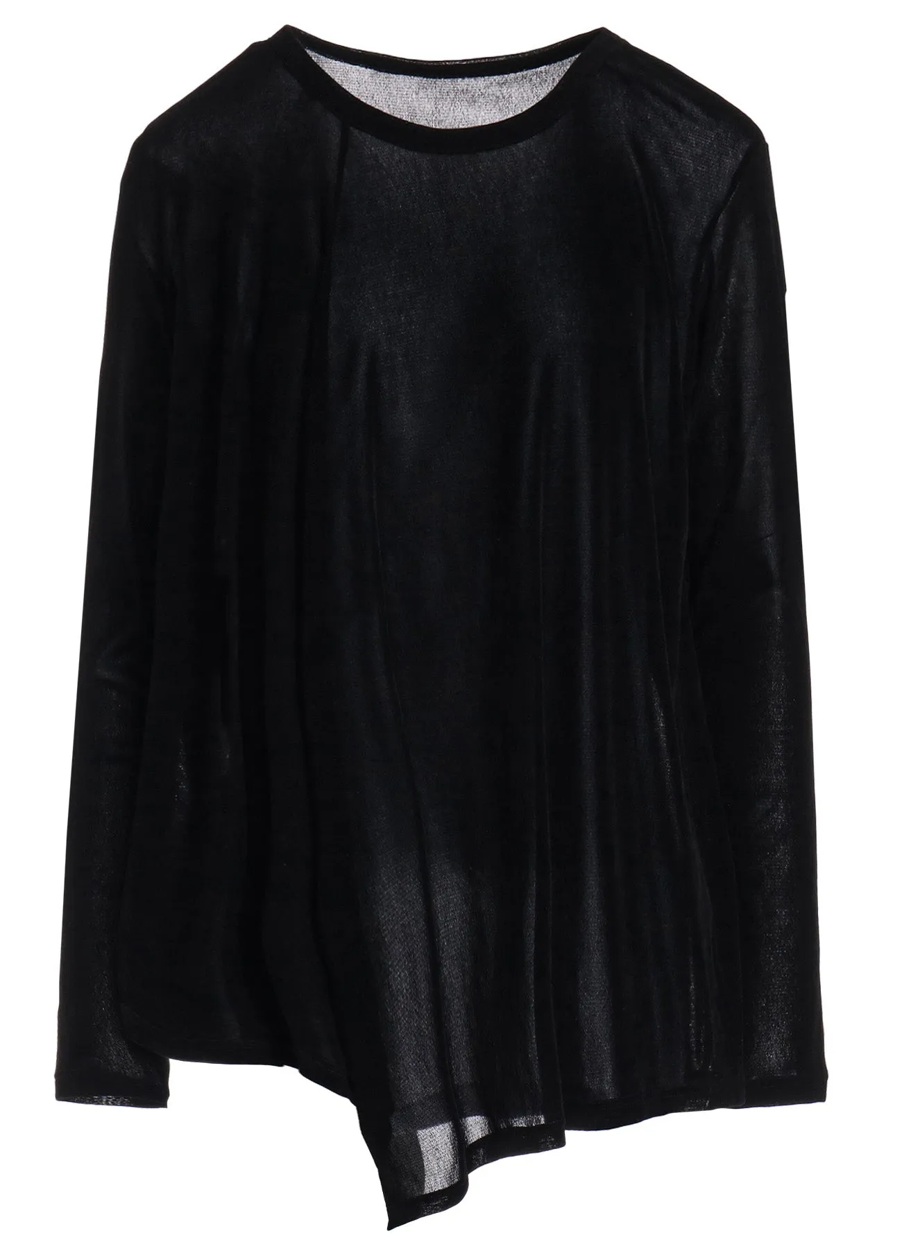 NYLON TULLE FLOCKING ROUND NECK FLARE LONG SLEEVE T sold by Yohji Yamamoto product image thumbnail 2