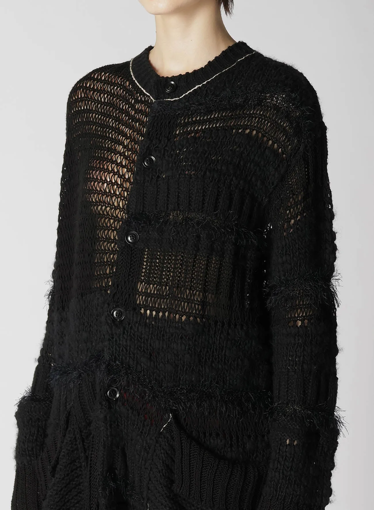 MULTI FABRIC ROUND NECK CARDIGAN sold by Yohji Yamamoto product image thumbnail 5