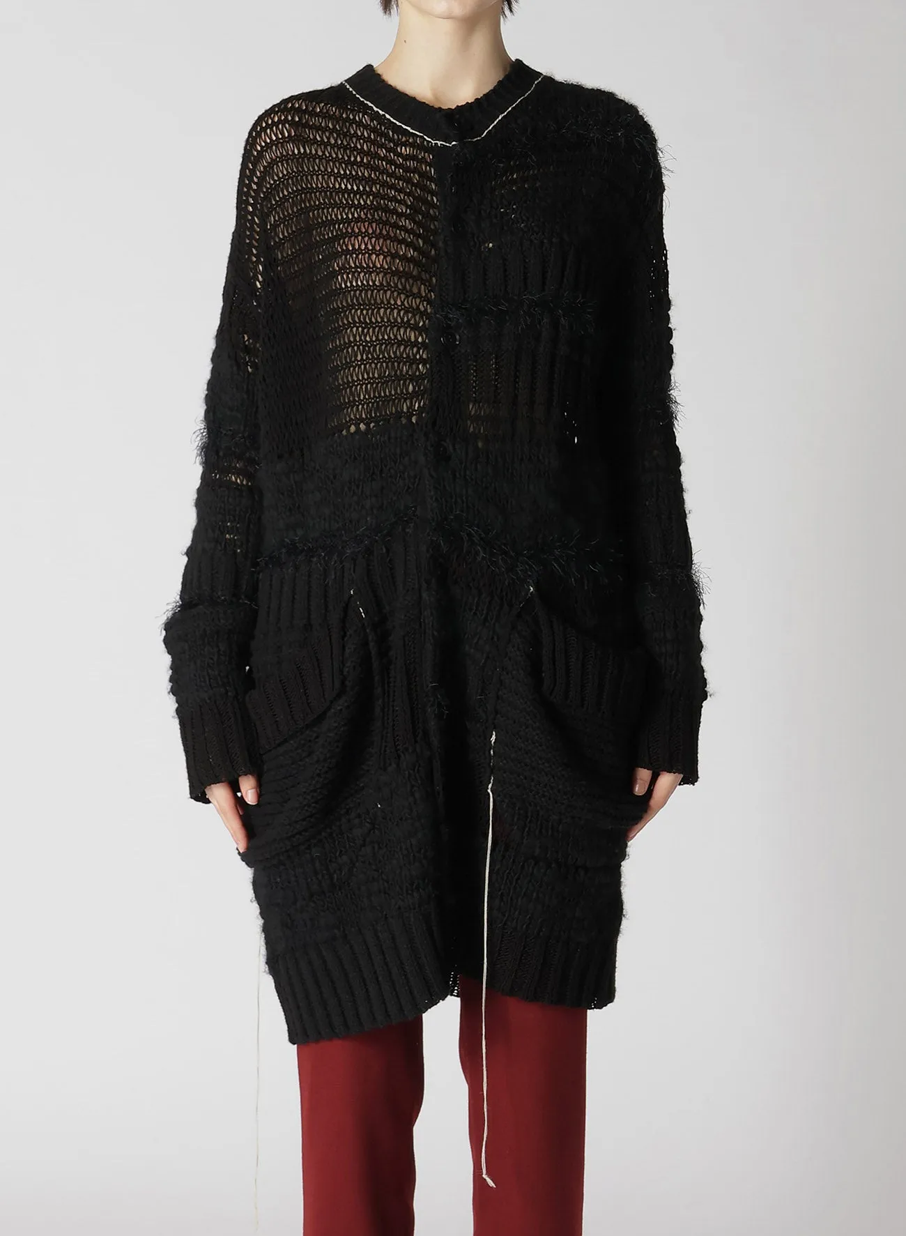 MULTI FABRIC ROUND NECK CARDIGAN sold by Yohji Yamamoto product image thumbnail 4