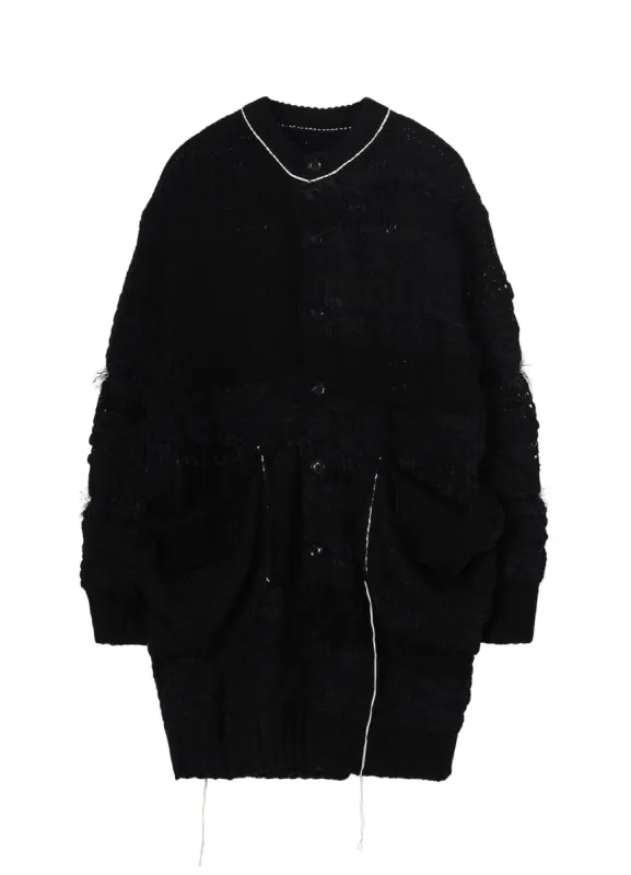 MULTI FABRIC ROUND NECK CARDIGAN made by Yohji Yamamoto