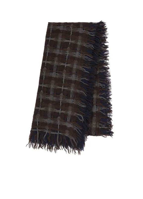 HOLED PLAID WOOL SCARF sold by Yohji Yamamoto