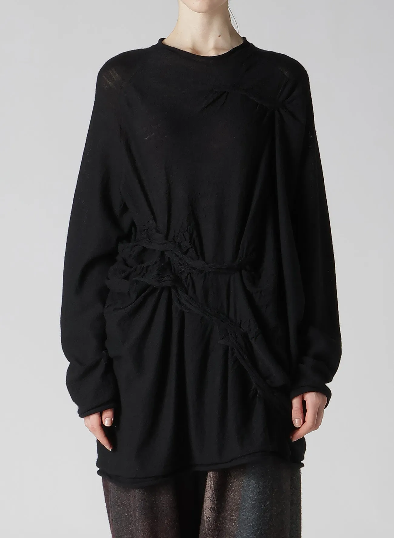 WOOL GATHERED ROUND NECK PULLOVER sold by Yohji Yamamoto product image thumbnail 4