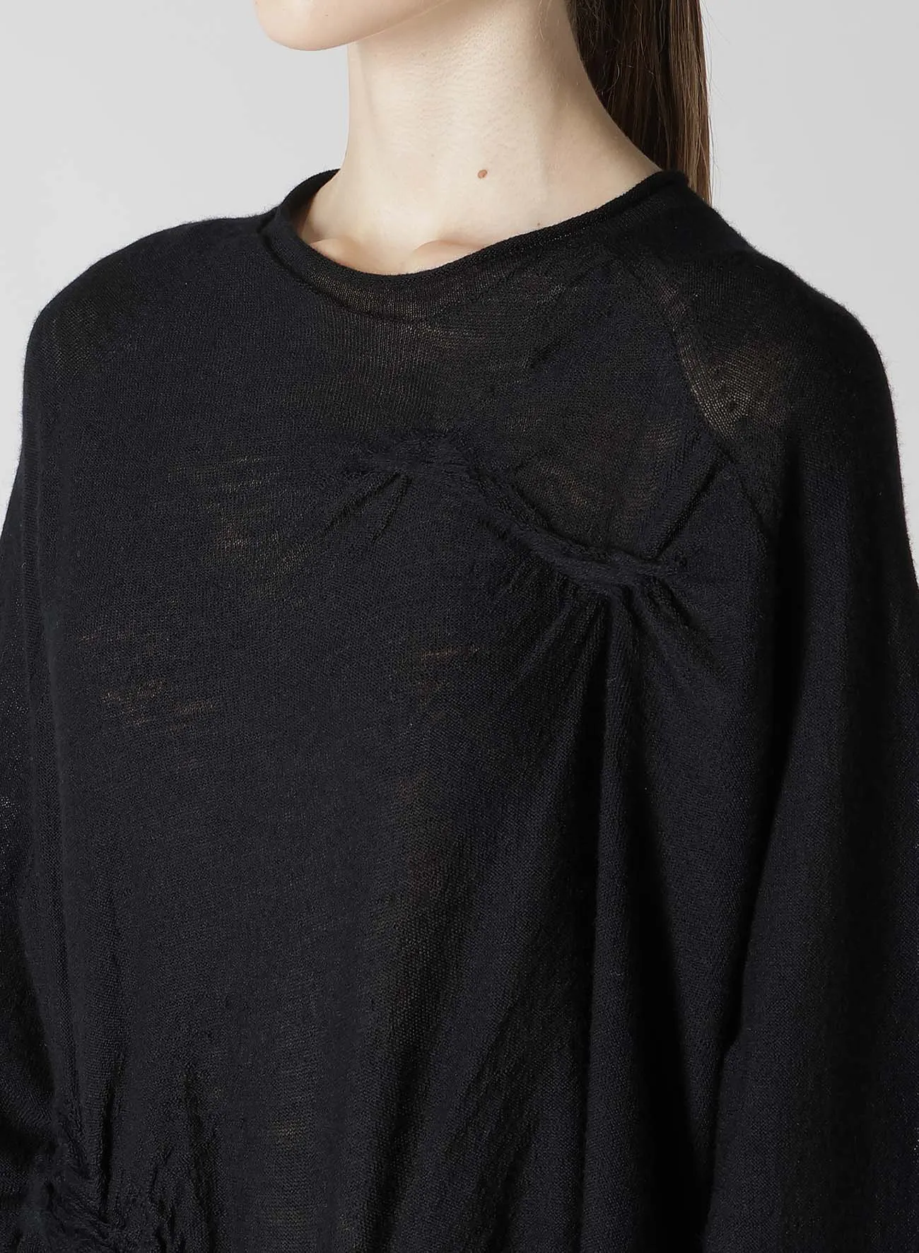 WOOL GATHERED ROUND NECK PULLOVER sold by Yohji Yamamoto product image thumbnail 5