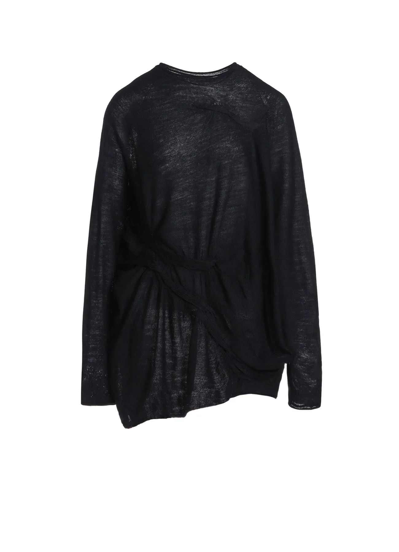 WOOL GATHERED ROUND NECK PULLOVER sold by Yohji Yamamoto