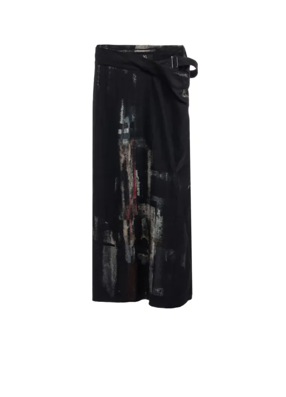 L/C DENIM CUBISM PRINT LEFT SIDE CLOTH SKIRT made by Yohji Yamamoto