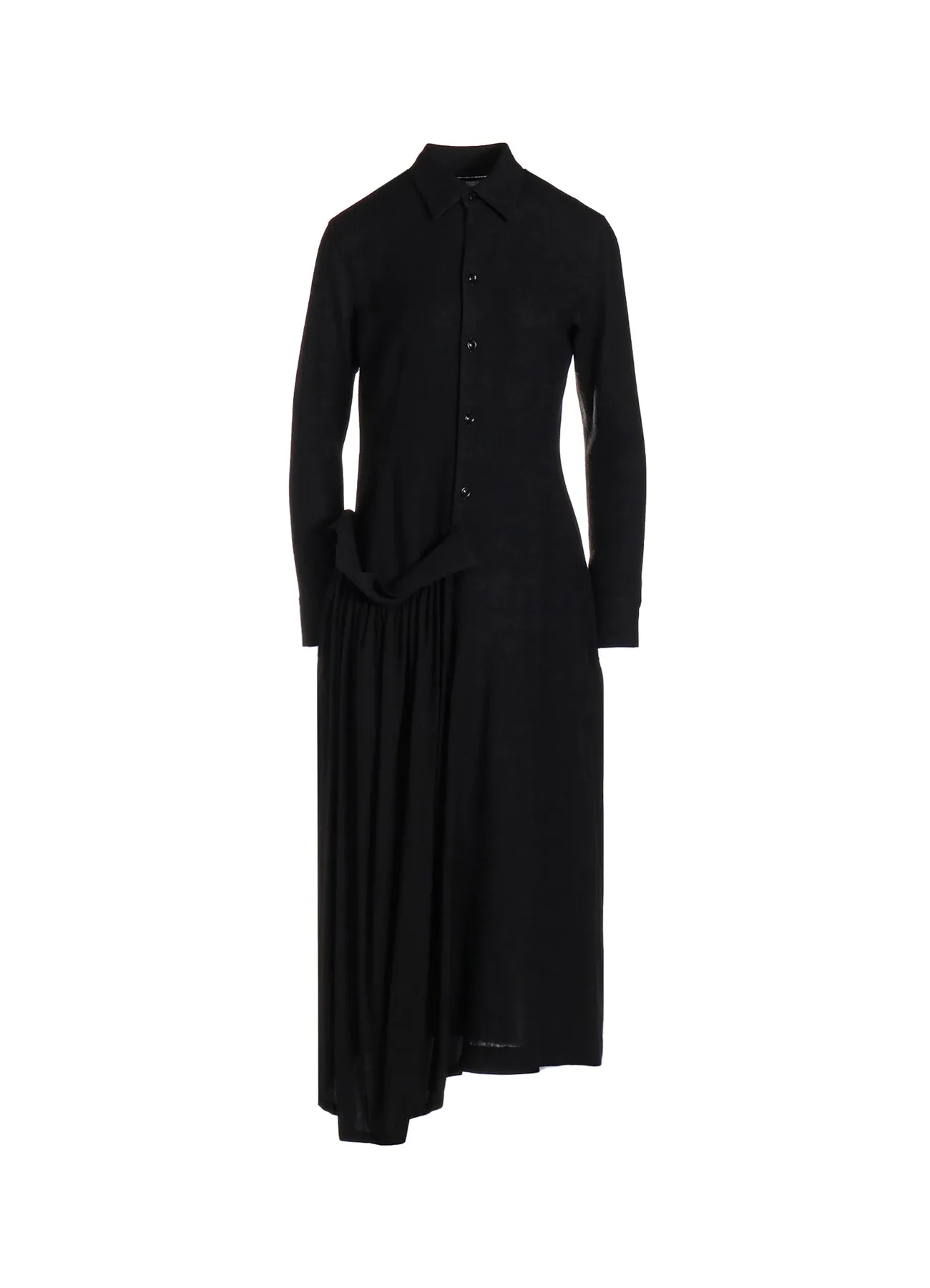 W/RY GAUZE WASHER RIGHT GATEHRED DRESS sold by Yohji Yamamoto