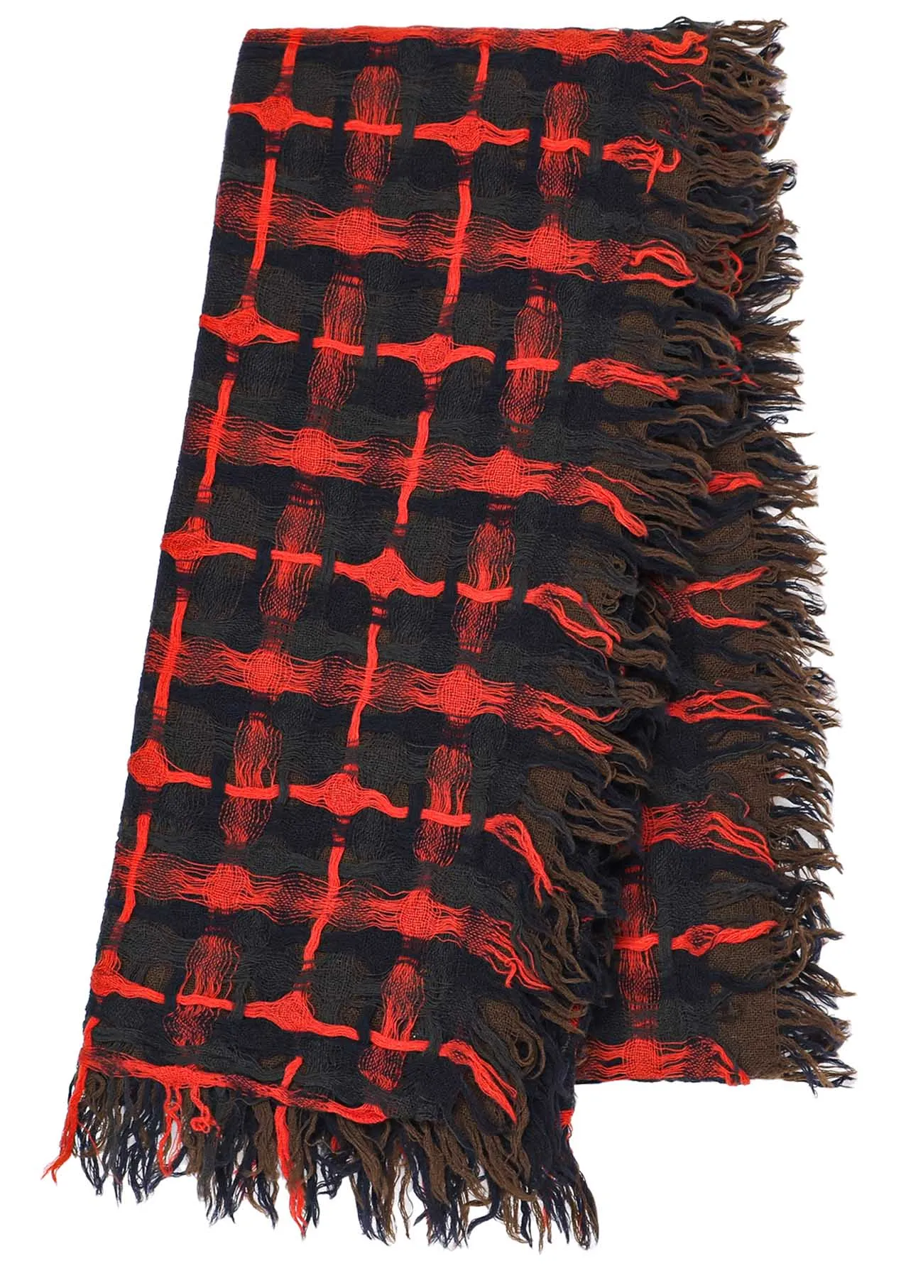 HOLED PLAID WOOL SCARF sold by Yohji Yamamoto product image thumbnail 2