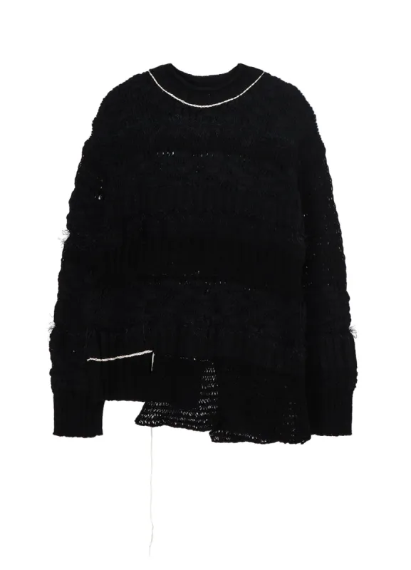 MULTI FABRIC ROUND NECK PULLOVER sold by Yohji Yamamoto