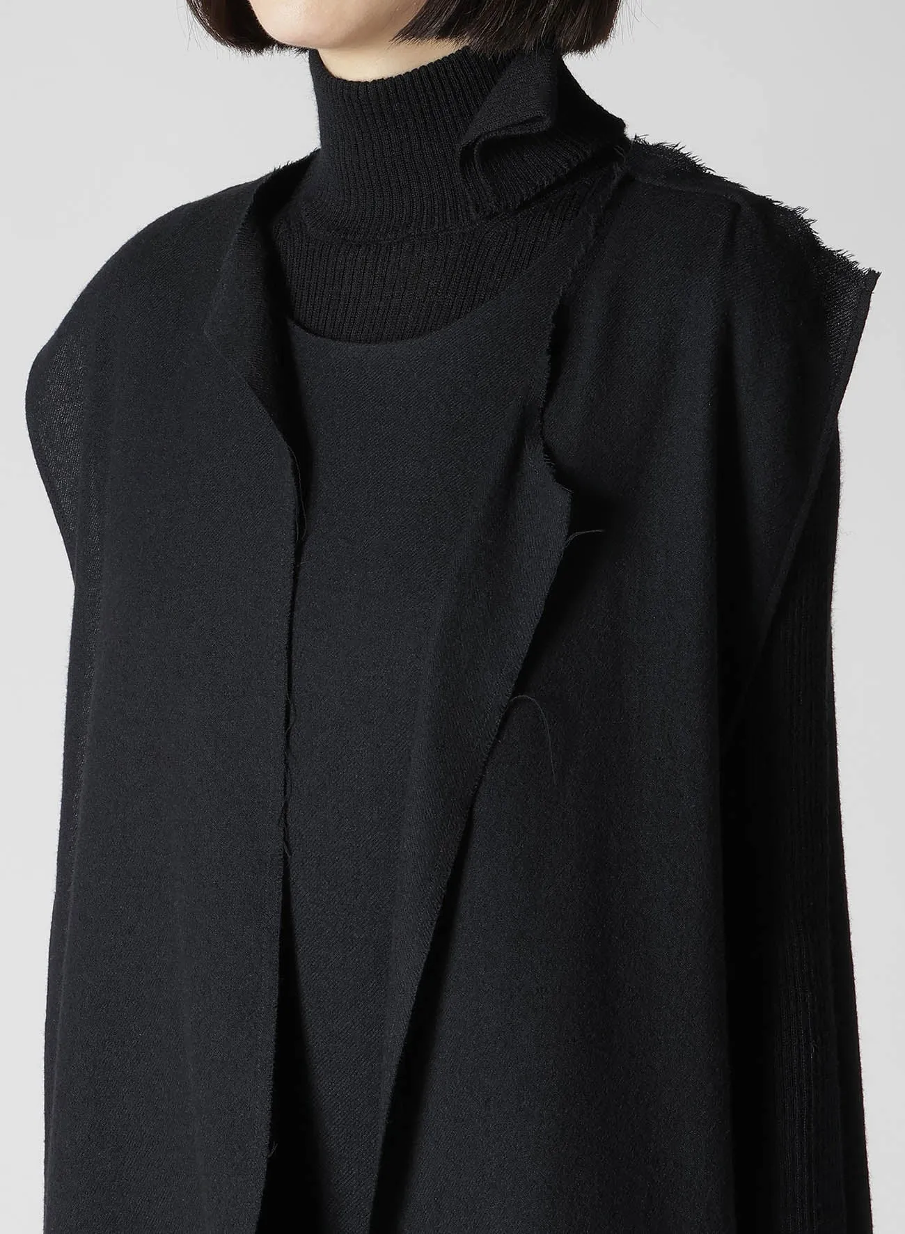 SOFT TWISTED WOOL VIYELLA DRAPE SLEEVELESS DRESS sold by Yohji Yamamoto product image thumbnail 5