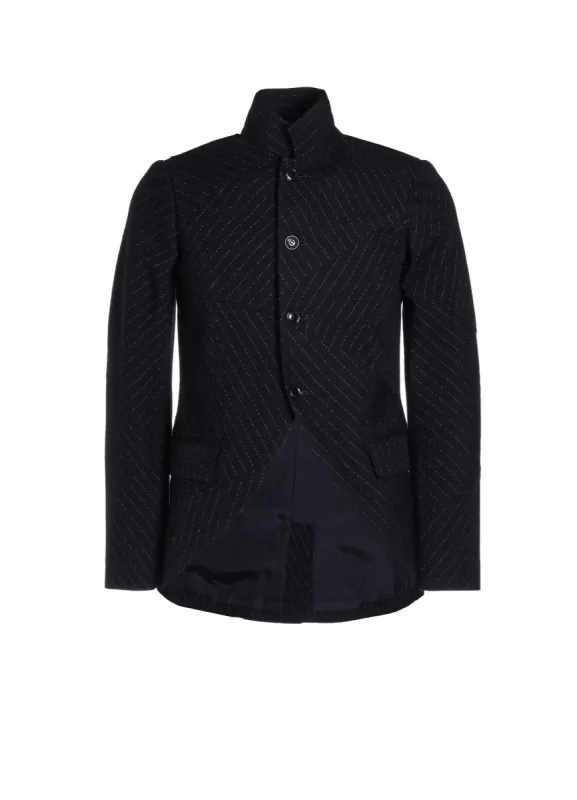 WOOL BLEND NEP STRIPE PANEL JACKET sold by Yohji Yamamoto
