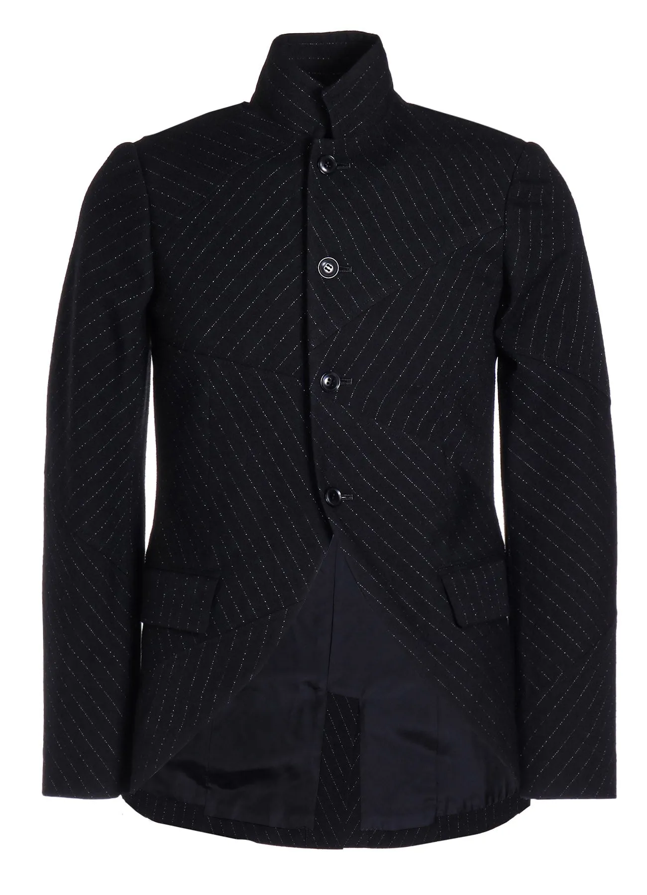 WOOL BLEND NEP STRIPE PANEL JACKET sold by Yohji Yamamoto product image thumbnail 2