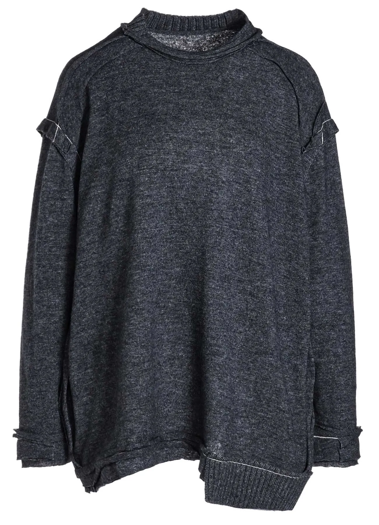 WOOL BLEND RIB BLEED DOUBLED ROUND NECK PULLOVER sold by Yohji Yamamoto product image thumbnail 2
