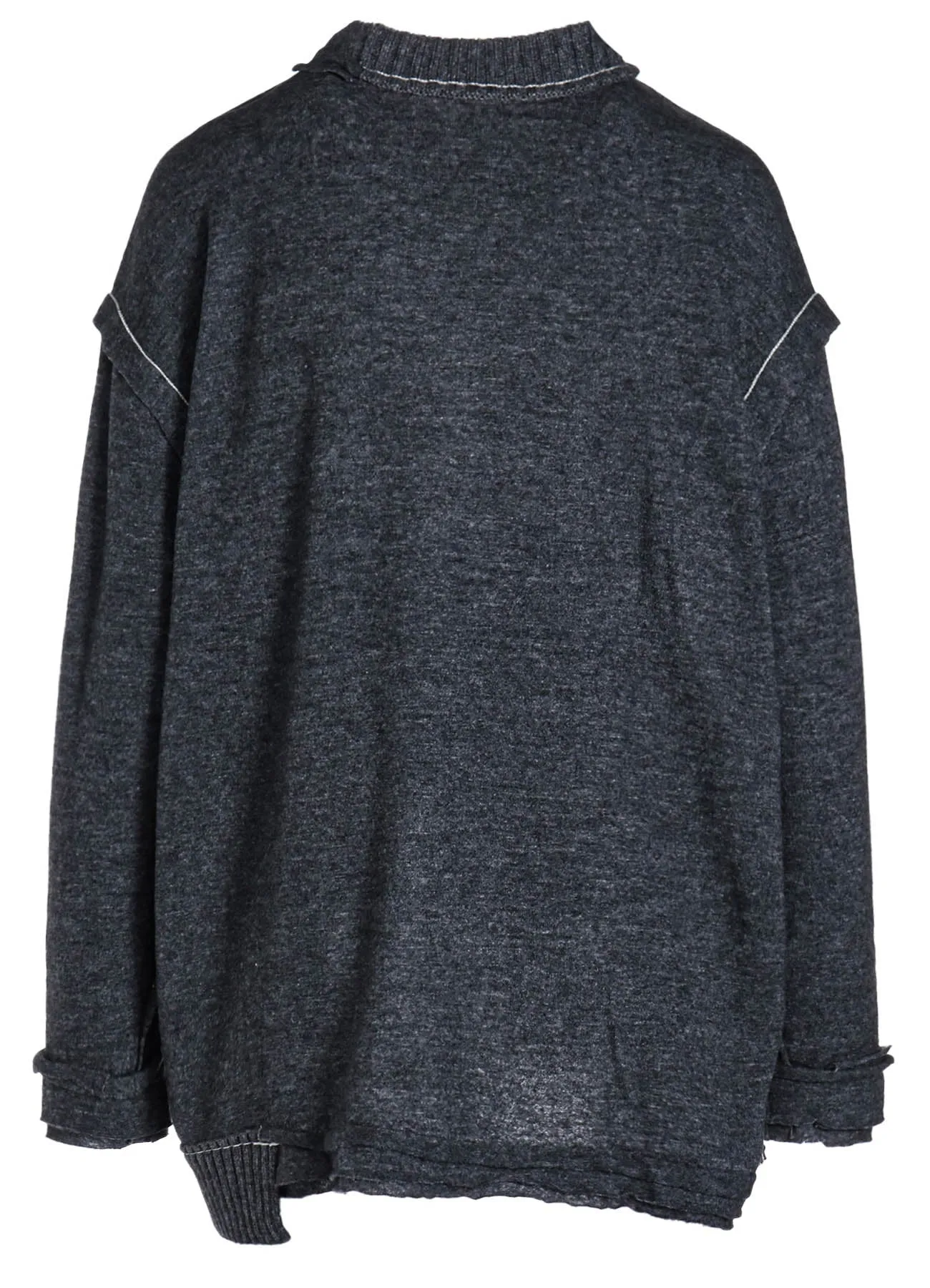WOOL BLEND RIB BLEED DOUBLED ROUND NECK PULLOVER sold by Yohji Yamamoto product image thumbnail 3
