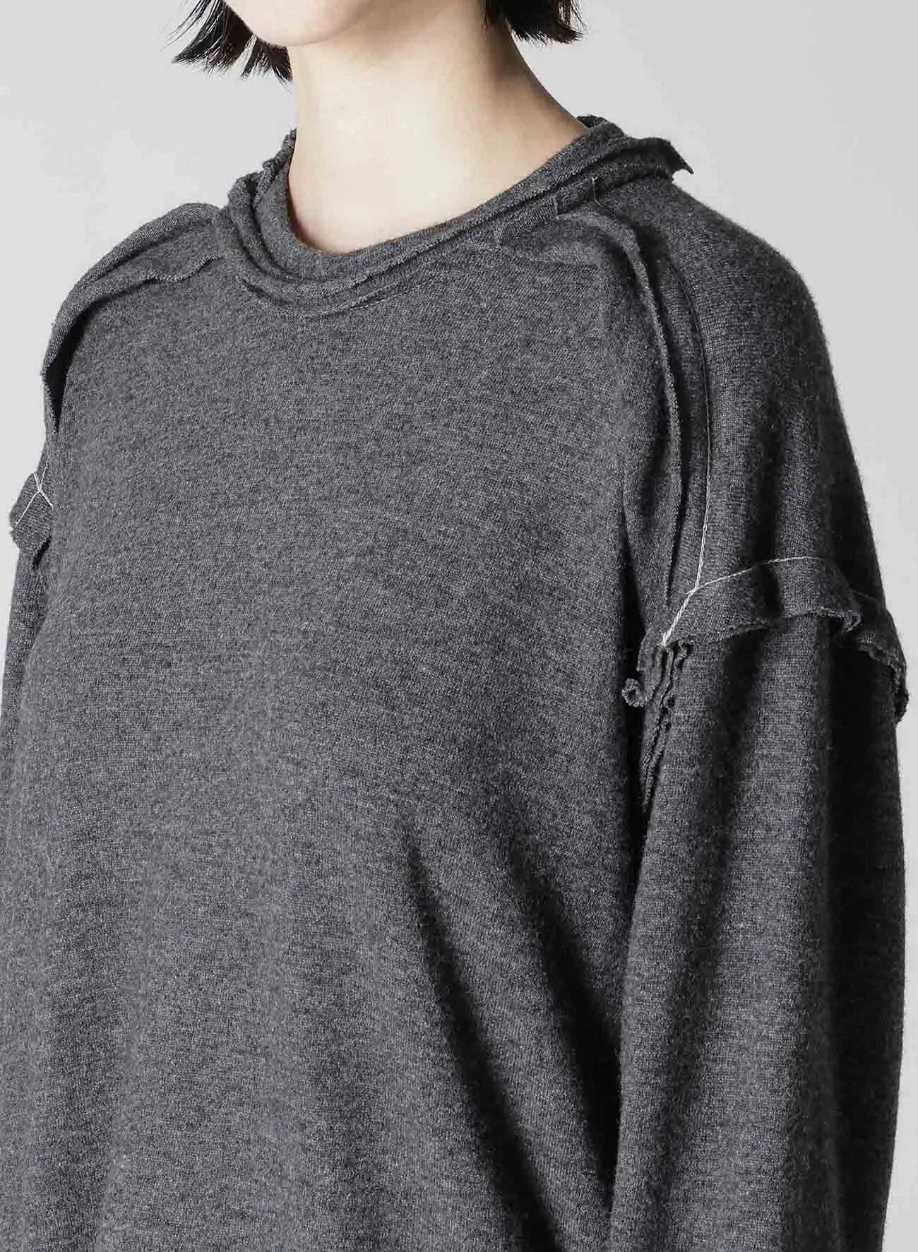 WOOL BLEND RIB BLEED DOUBLED ROUND NECK PULLOVER sold by Yohji Yamamoto product image thumbnail 5
