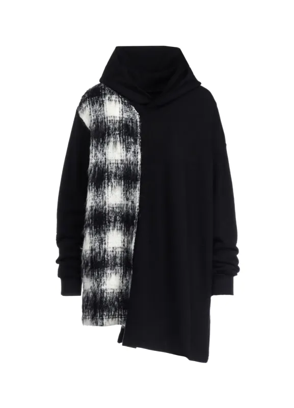 COTTON×WOOL MOHAIR PLAID HOODIE sold by Yohji Yamamoto