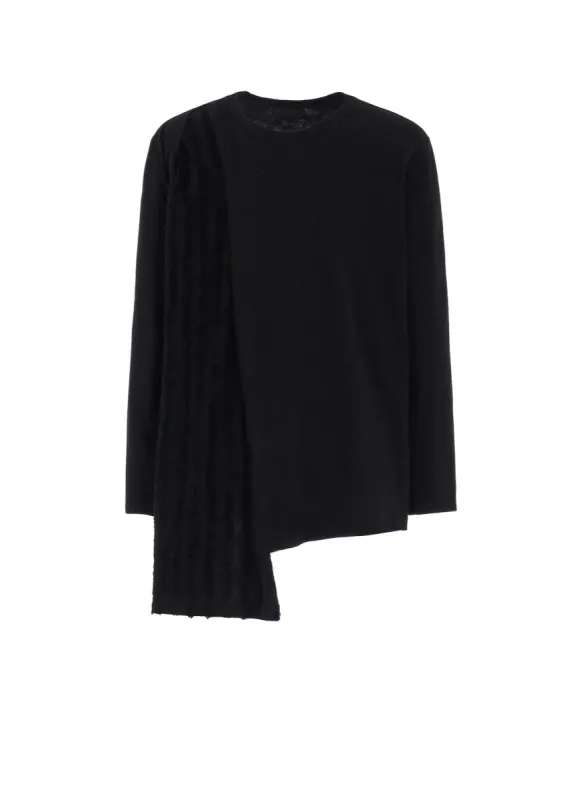 JACQUARD FRINGE STRIPE ASYMMETRICAL LONG-SLEEVED T-SHIRT sold by Yohji Yamamoto