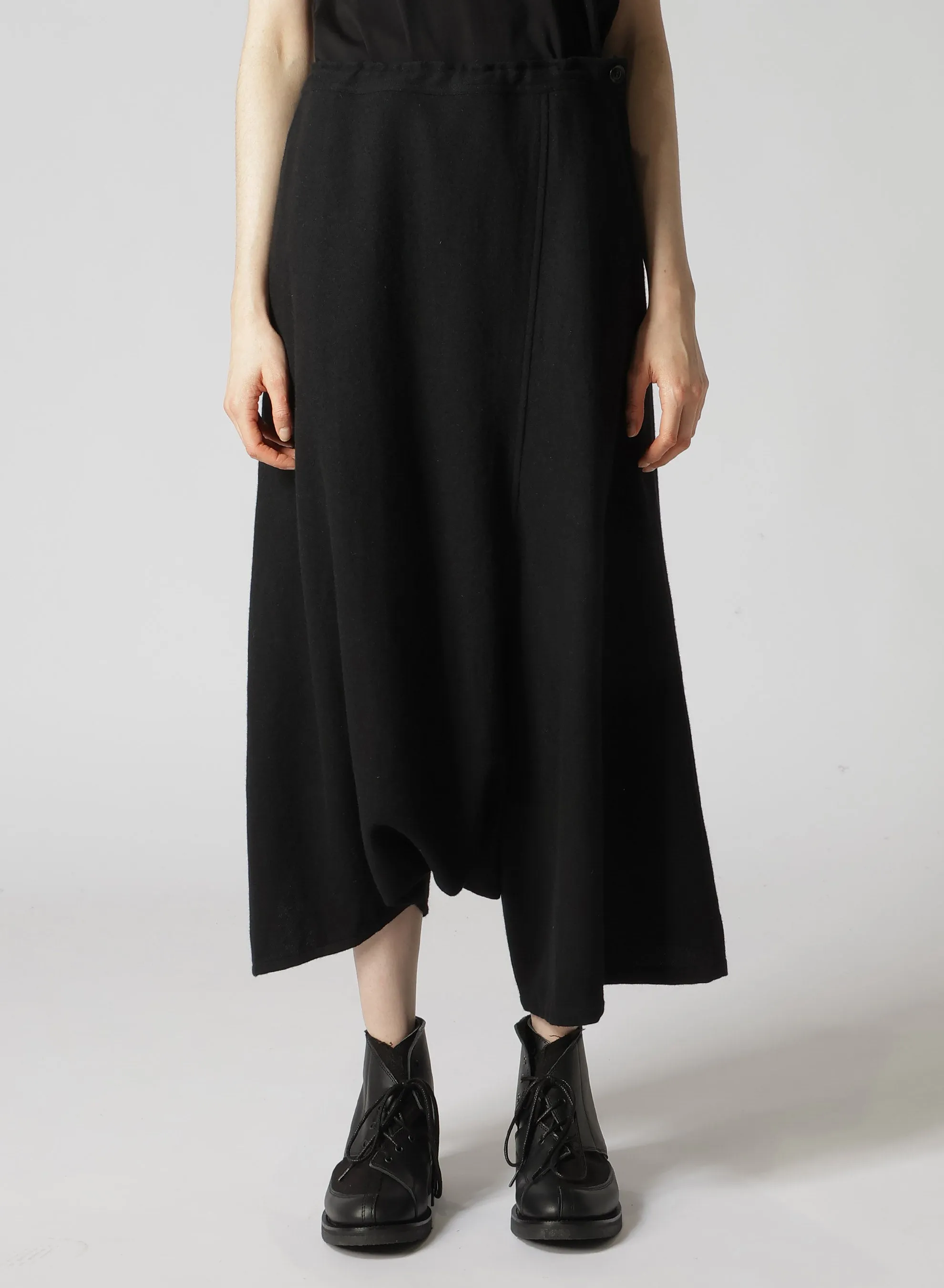 WOOL FLANNEL STRING WAIST ASSYMETRIC PANTS sold by Yohji Yamamoto product image thumbnail 4