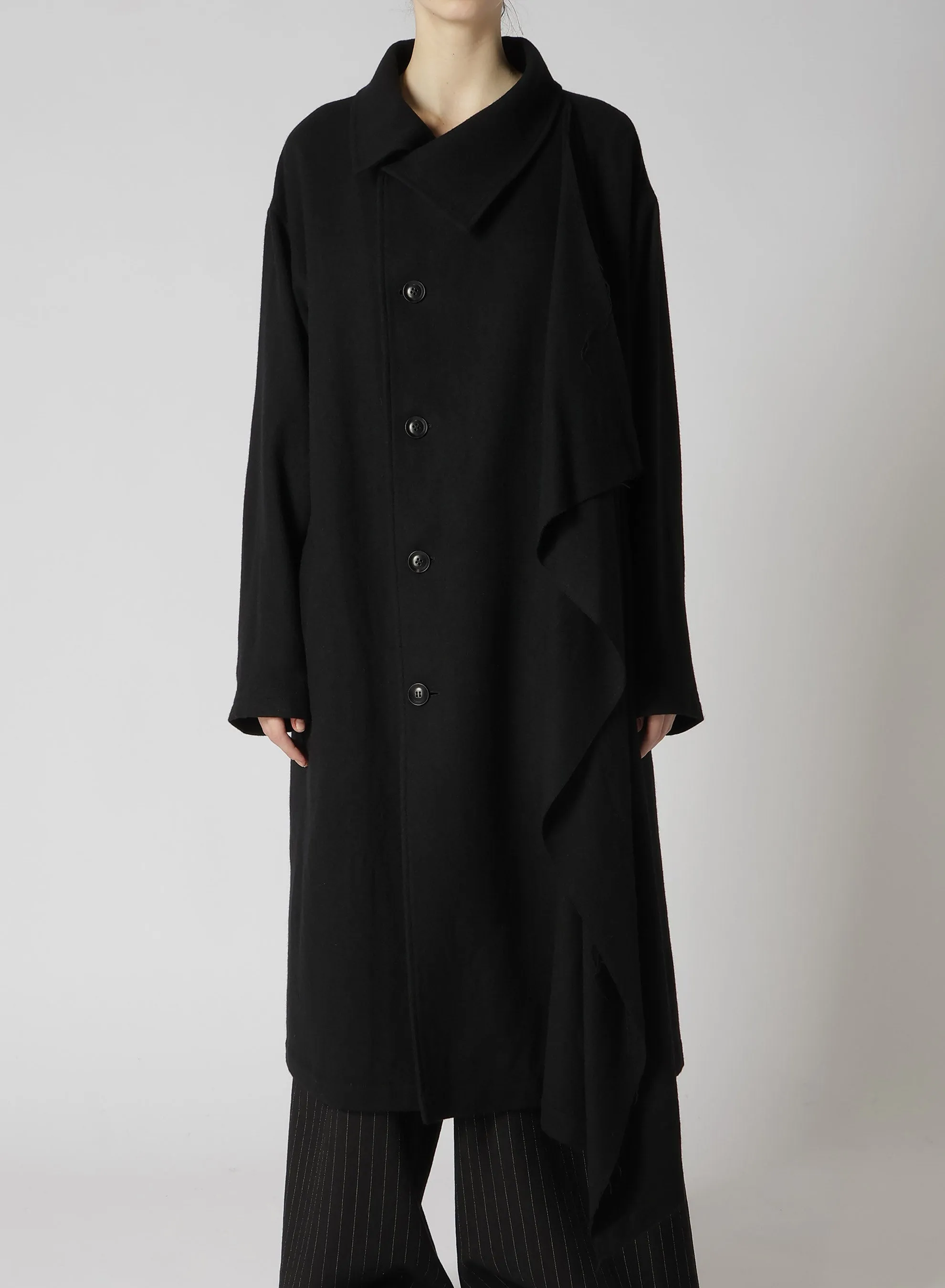 WOOL FLANNEL LEFT FLAP PANEL COAT sold by Yohji Yamamoto product image thumbnail 5