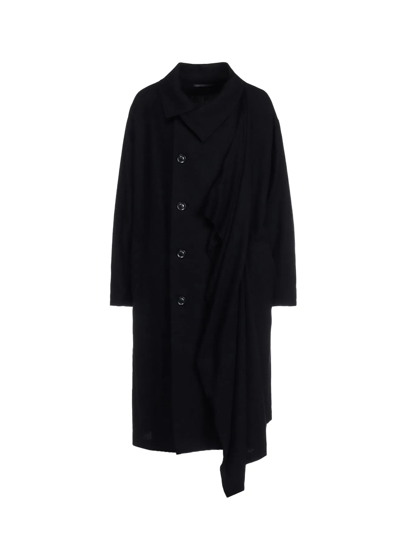 WOOL FLANNEL LEFT FLAP PANEL COAT sold by Yohji Yamamoto