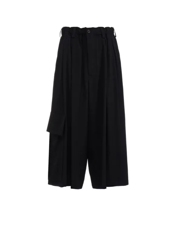 CREPE de CHINE CROPPED WIDE PANTS WITH GUSSETED FLAP POCKET made by Yohji Yamamoto