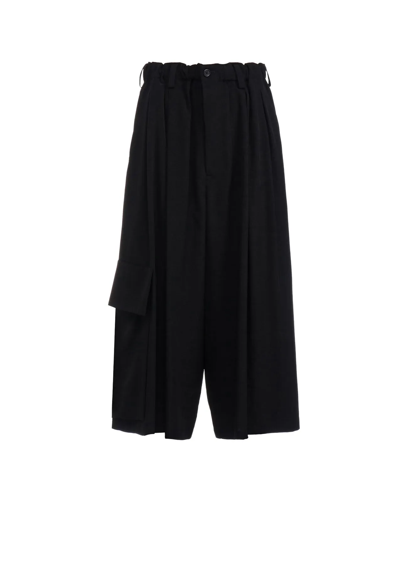 CREPE de CHINE CROPPED WIDE PANTS WITH GUSSETED FLAP POCKET sold by Yohji Yamamoto