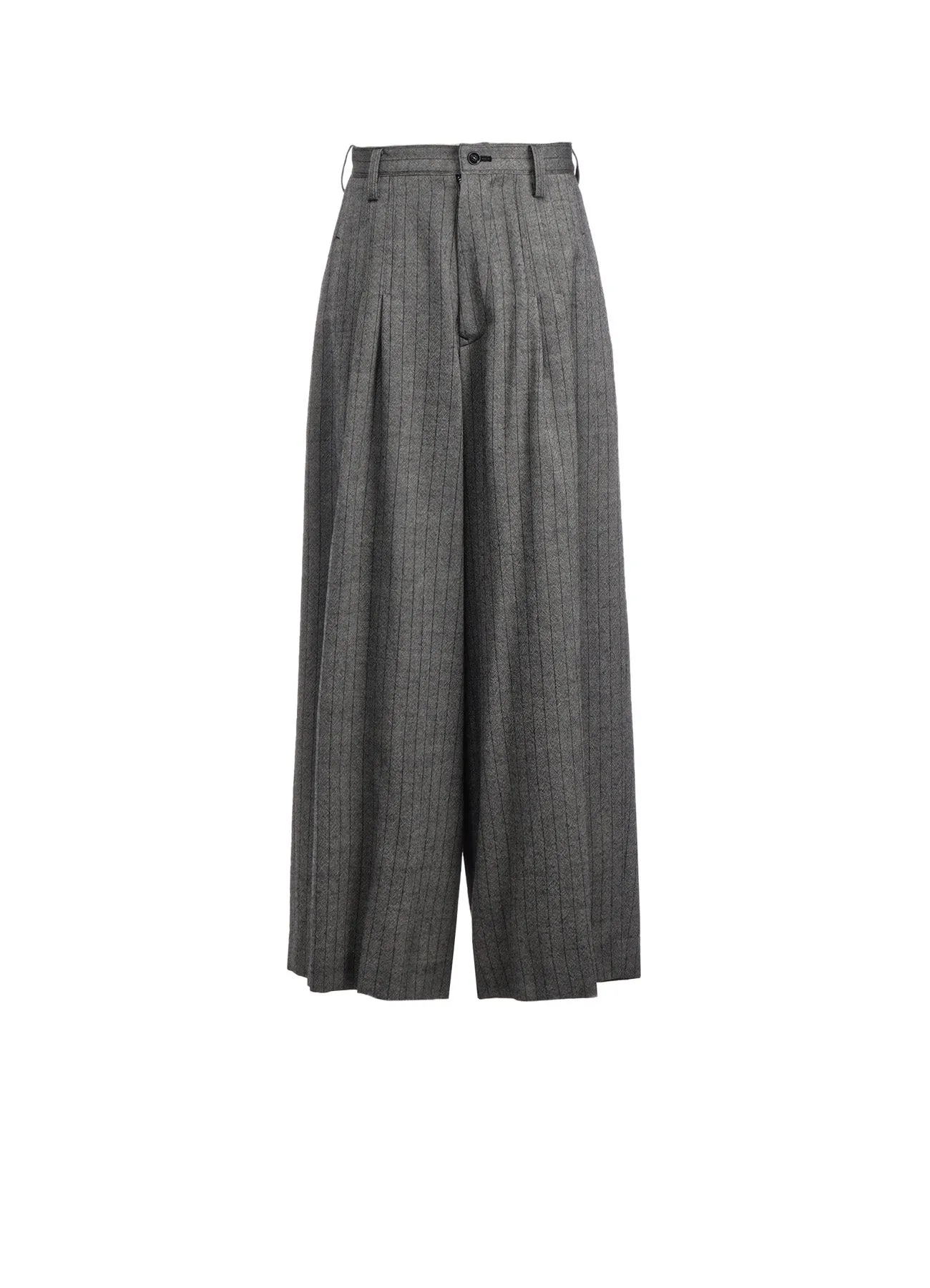 WOOL STRIPE DOUBLE TUCK WIDE PANTS sold by Yohji Yamamoto