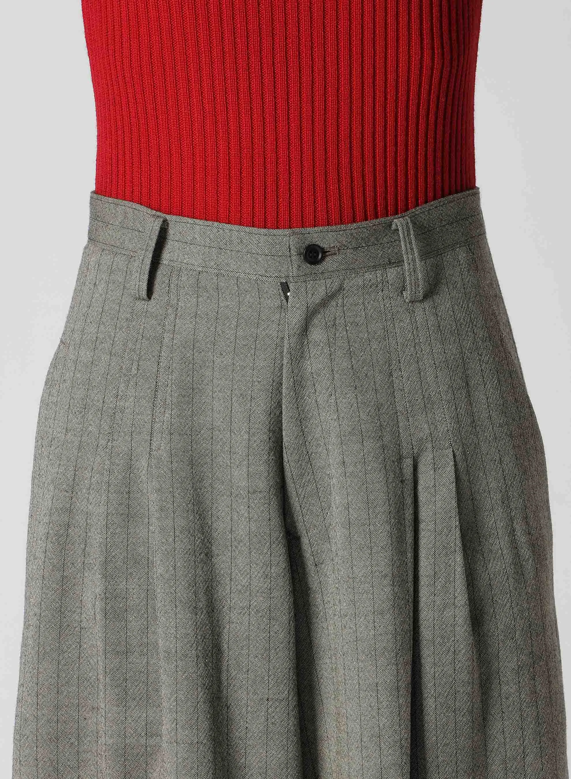 WOOL STRIPE DOUBLE TUCK WIDE PANTS sold by Yohji Yamamoto product image thumbnail 5