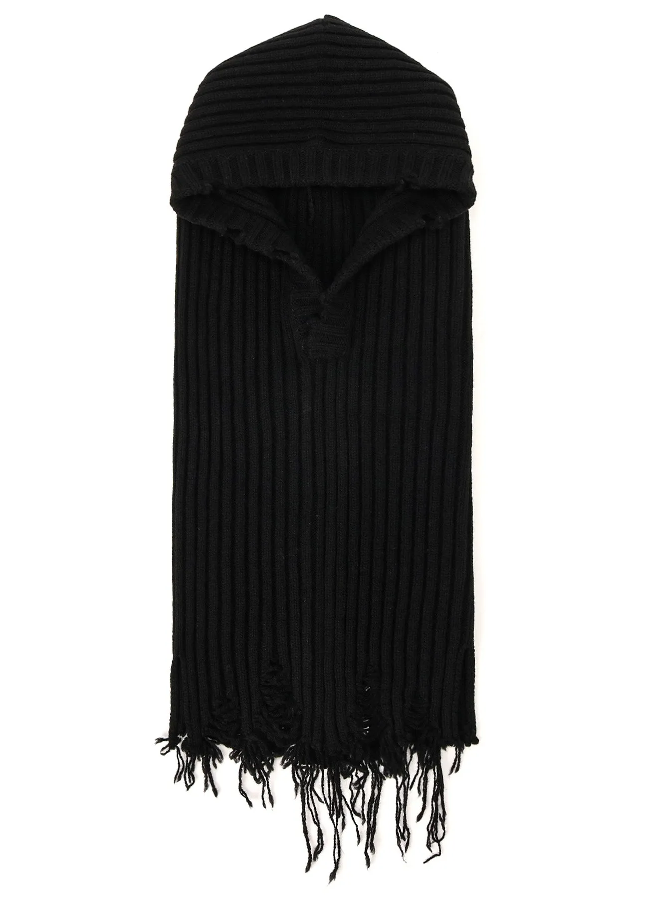 LAMB WOOL DAMAGED NECK WARMER W/ HOODIE sold by Yohji Yamamoto product image thumbnail 2