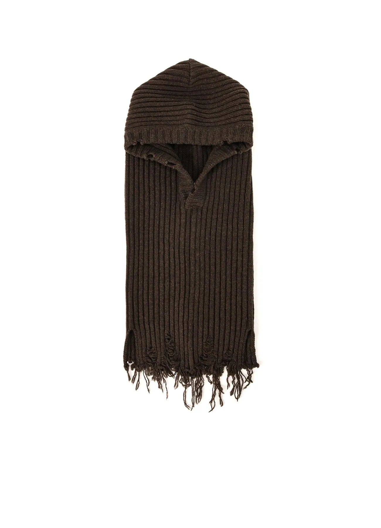 LAMB WOOL DAMAGED NECK WARMER W/ HOODIE sold by Yohji Yamamoto