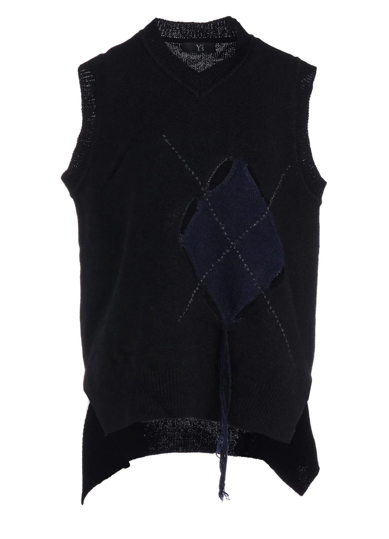 JERSEY X ARGYLE VEST sold by Yohji Yamamoto product image thumbnail 2