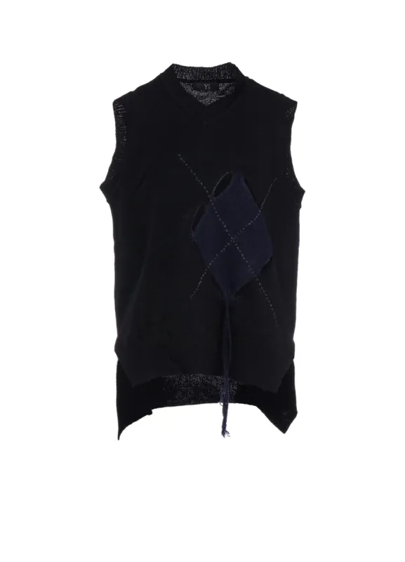 JERSEY X ARGYLE VEST sold by Yohji Yamamoto