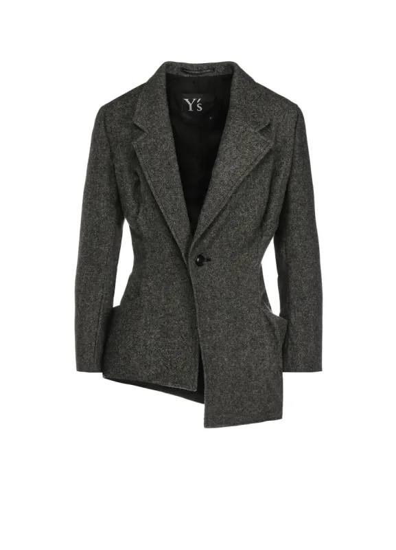 WOOL FLANNEL ASYMMETRIC JACKET sold by Yohji Yamamoto