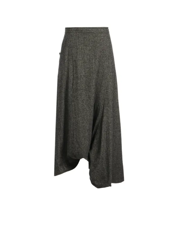 WOOL FLANNEL STRING WAIST ASSYMETRIC PANTS sold by Yohji Yamamoto