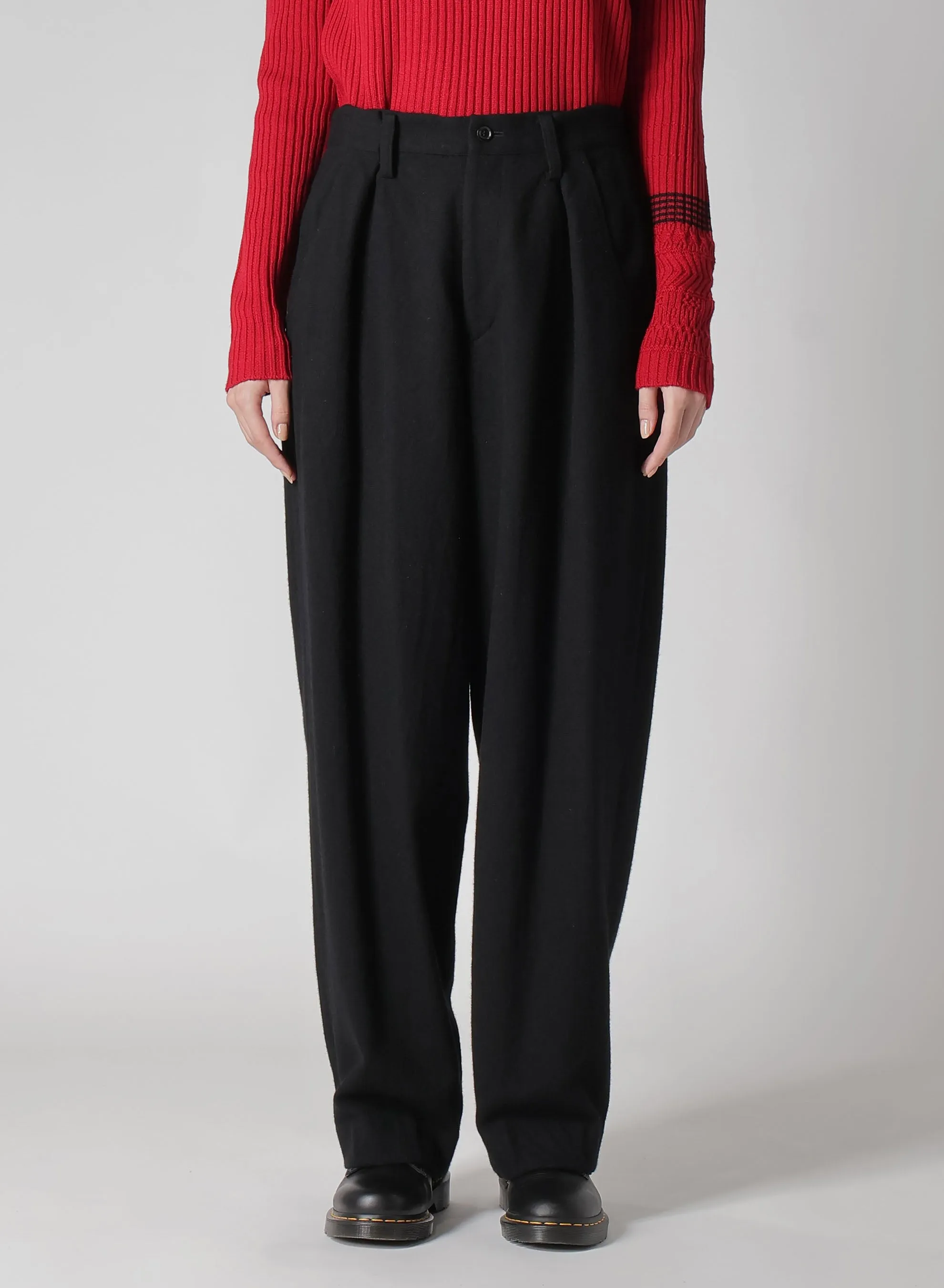 WOOL FLANNEL SINGLE TUCK WIDE PANTS sold by Yohji Yamamoto product image thumbnail 4
