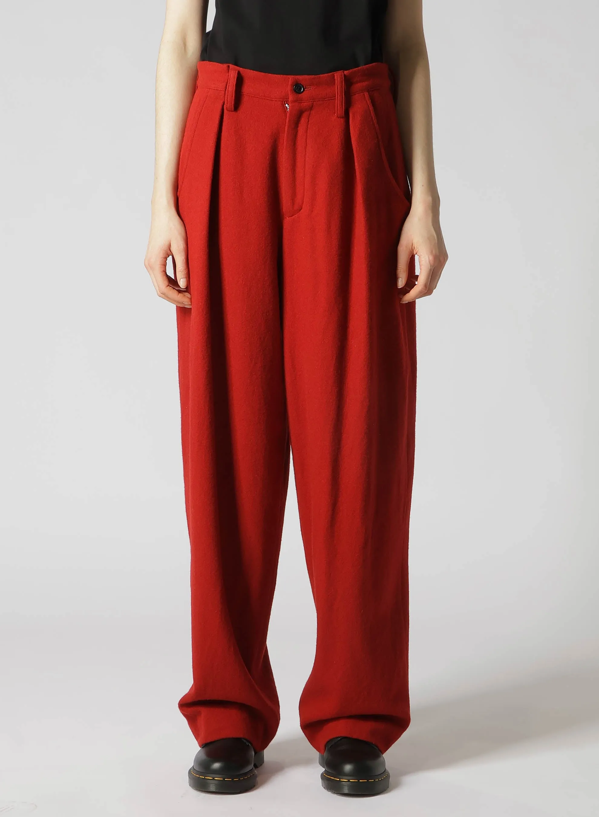 WOOL FLANNEL SINGLE TUCK WIDE PANTS sold by Yohji Yamamoto product image thumbnail 4
