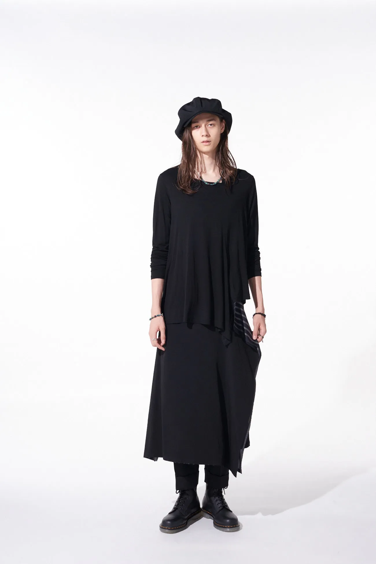 RAYON JERSEY DECONSTRUCTED ASYMMETRICAL LONG-SLEEVED T-SHIRTS sold by Yohji Yamamoto product image thumbnail 2