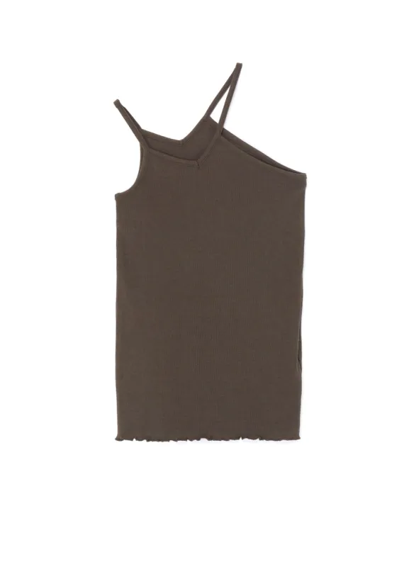 COTTON/RAYON RIB STITCH ASYMMETRIC TANK TOP sold by Yohji Yamamoto